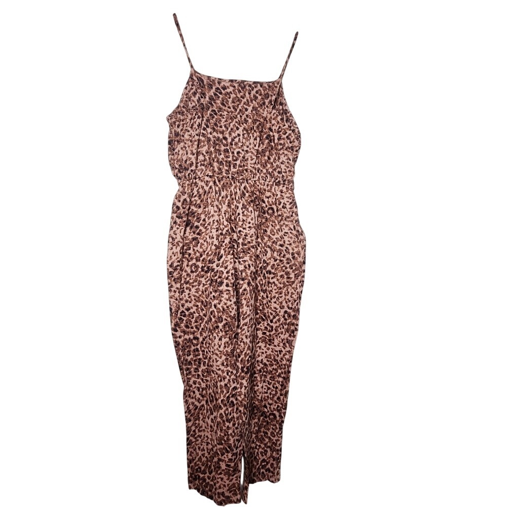 Old Navy Animal Print Knit Jumpsuit Boho Side Pockets Elastic‎ Waist Vacation  L